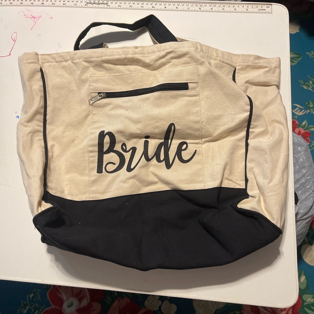 Bride Canvas Tote Bag - Black and Cream